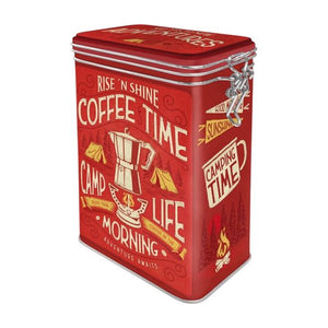 Nostalgic Art - Clip Top Storage Tin - Coffee Time Camp Life