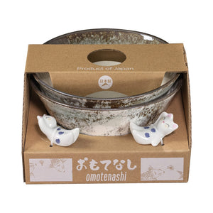 Omotenashi - SABI KESHO Gift Set - 2 Bowls & 2 Chopstick Rests