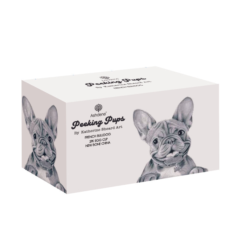 Ashdene - Peeking Pups  French Bulldog 2pk Egg Cup - Red Sparrow Tea Company
