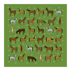 Red Tractor Designs - Cotton Hanky - Horses