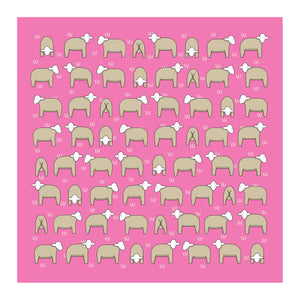 Red Tractor Designs - Cotton Hanky - Sheep On Pink