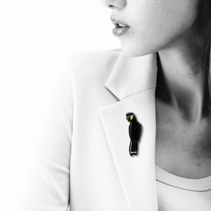 Selatan Brooch - Australian Yellow-Tailed Black Cockatoo