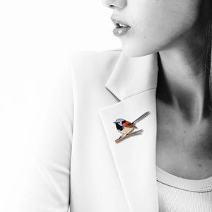 Selatan Brooch - Australian Variegated Fairy Wren