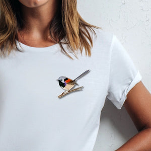 Selatan Brooch - Australian Variegated Fairy Wren