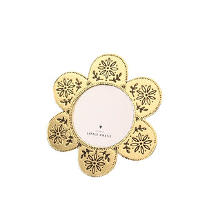 Flower Round Frame - Faux Tin - Gold