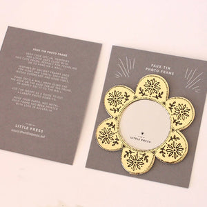 Flower Round Frame - Faux Tin - Gold