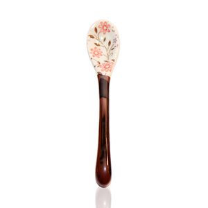 Japanese Ceramic Spoon - Takuya - Large Orange Flowers - Red Sparrow Tea Company