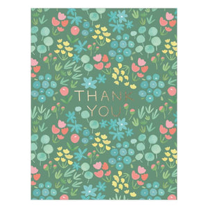 Thank You Card - Foil - Green Meadow