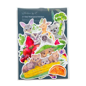 Australian Vinyl Sticker Pack - 21 Pcs - Animals & Vegetables