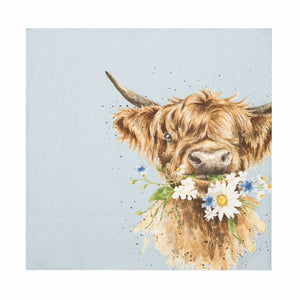 Wrendale Designs - Paper Napkins - Highland Cow Daisy Coo