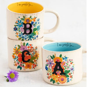 Natural Life - Initial Flower Mug - A