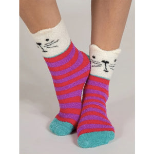 Natural Life Cozy Socks - Cream Cat