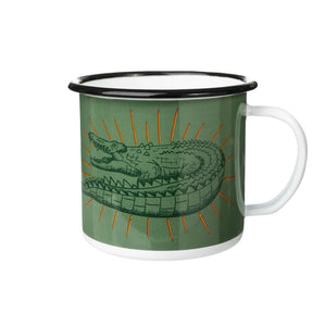 Indigenous Australian Art - Enamel Mug - Crocodile Green