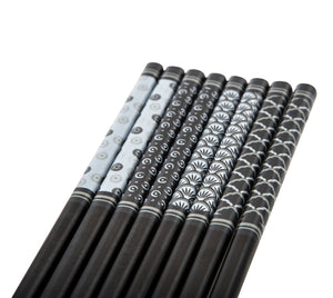 Bamboo Chopsticks - Black & White - 4 Set