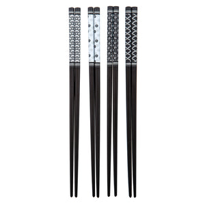 Bamboo Chopsticks - Black & White - 4 Set