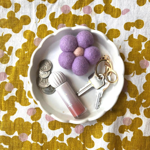 Felt Flower Keychain Bag Charm - Vintage Petals - Lilac