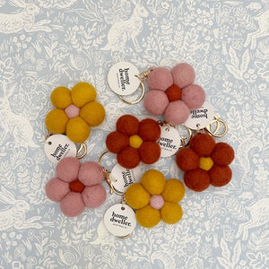 Felt Flower Keychain Bag Charm - Spring Bloom - Pink