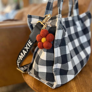 Felt Flower Keychain Bag Charm - Spring Bloom - Deep Red