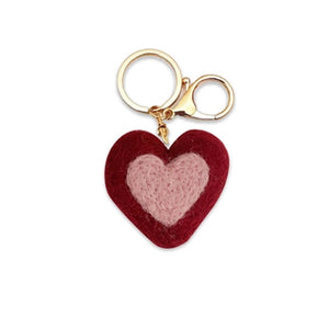 Felt Heart Keychain Bag Charm - Deep Red