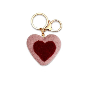 Felt Heart Keychain Bag Charm - Pink