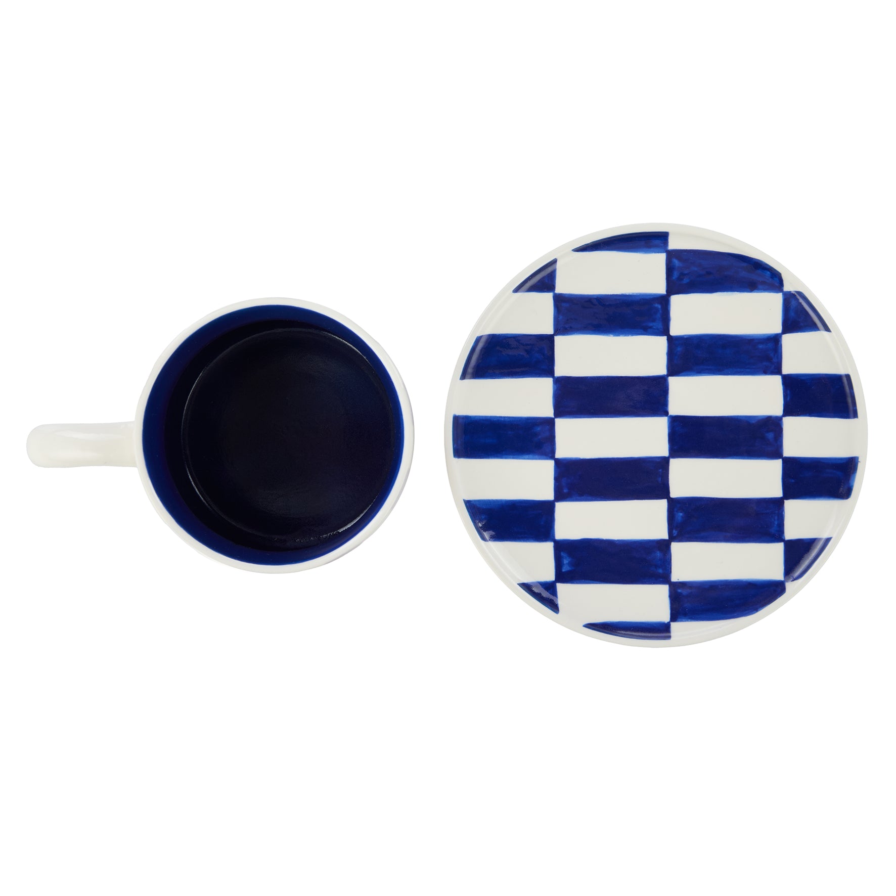 Emporium - Check Mug & Plate Set - Lilac & Navy