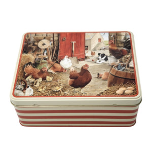 Tracy Hall - Farmyard Hens Biscuit Tin