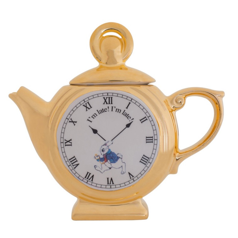 Novelty Teapot Alice The White Rabbit Pocket Watch Red Sparrow Tea Company