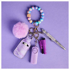 Kepler Safety Keychain - Purple Pastel Haze Beaded