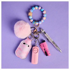 Kepler Safety Keychain - Pink Pastel Aura Beaded
