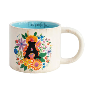 Natural Life - Initial Flower Mug - A