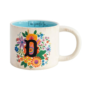 Natural Life - Initial Flower Mug - D