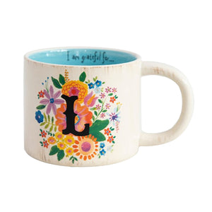 Natural Life - Initial Flower Mug - L