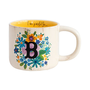 Natural Life - Initial Flower Mug - B