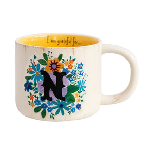 Natural Life - Initial Flower Mug - N