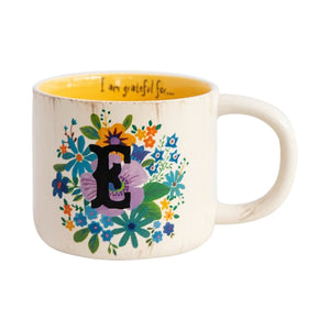 Natural Life - Initial Flower Mug - E