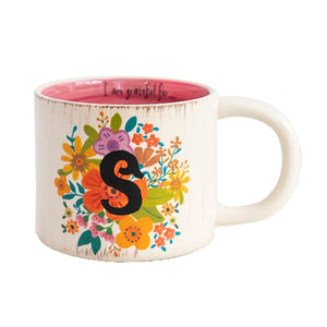 Natural Life - Initial Flower Mug - S