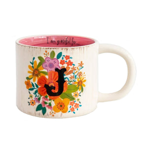 Natural Life - Initial Flower Mug - J