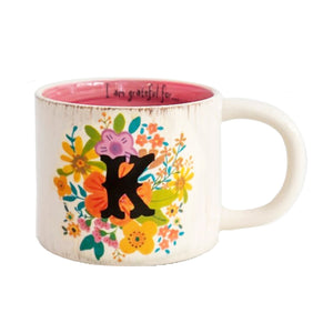 Natural Life - Initial Flower Mug - K