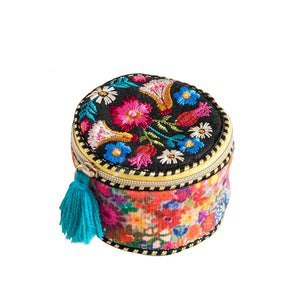 Natural Life - Jewellery Pouch - Black Folk Flower