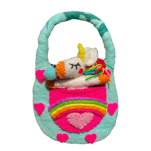 Himalayan Felt - Rainbow Unicorn Puppet Bag - Small