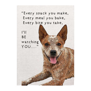 Linen Tea Towel - Dogs - Watching You