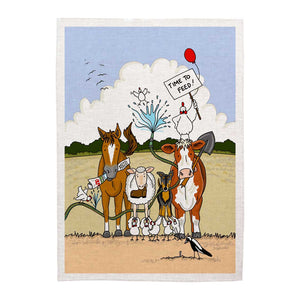 Linen Tea Towel - Sally Wilson - Time to Feed