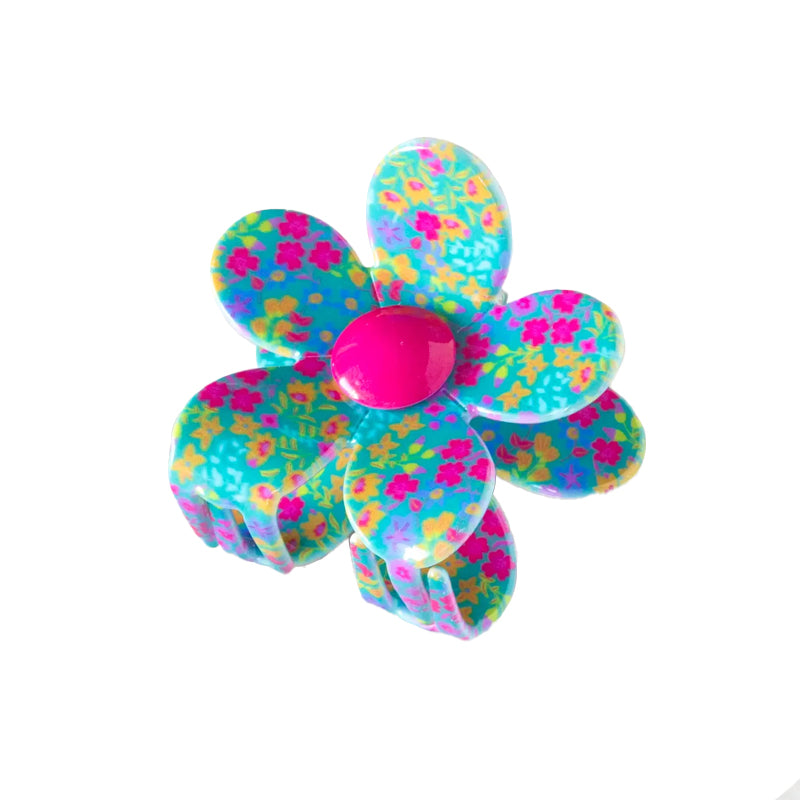 Natural Life - Daisy Claw Clip - Turquoise Floral