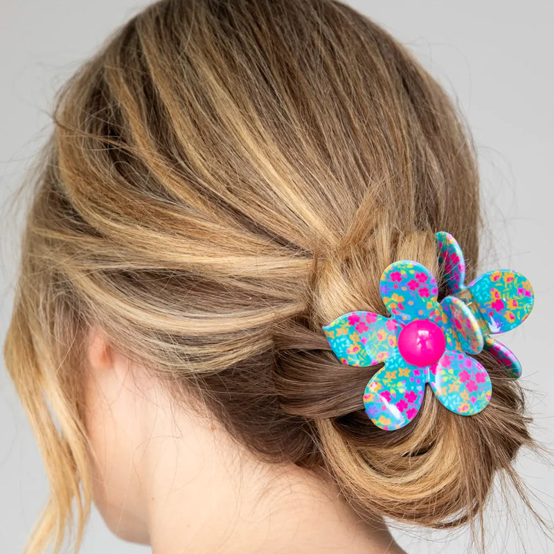 Natural Life - Daisy Claw Clip - Turquoise Floral
