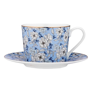 Ashdene - Vintage Floral Collection - Dusty Blue Cup & Saucer Set