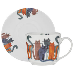 Ashdene - Quirky Cats -  Four Friends Cup & Saucer