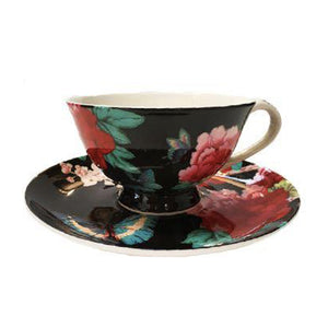 Anna Chandler Tea Cup & Saucer- Black