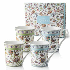 Queens - Antique Floral Royale Mugs - 4 Set