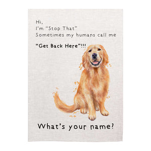 Tea towel - Dogs - Golden Retriever 'What's Your Name?'
