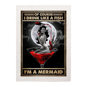 Tea Towel - Mermaid - Drink like a fish
